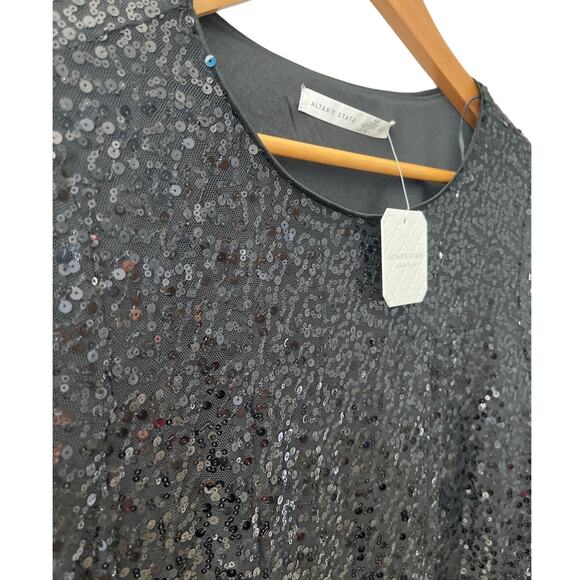 Alter’d State Plus Drama Sleeve Midi Black Full Sequined Party Dress Size XXL - Picture 6 of 10